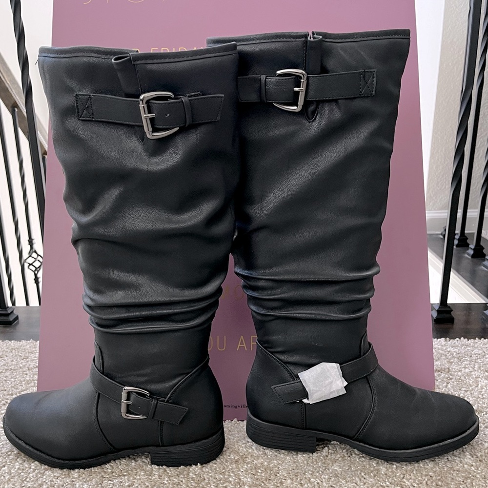 Journee Collection slouch wide calf black boots
